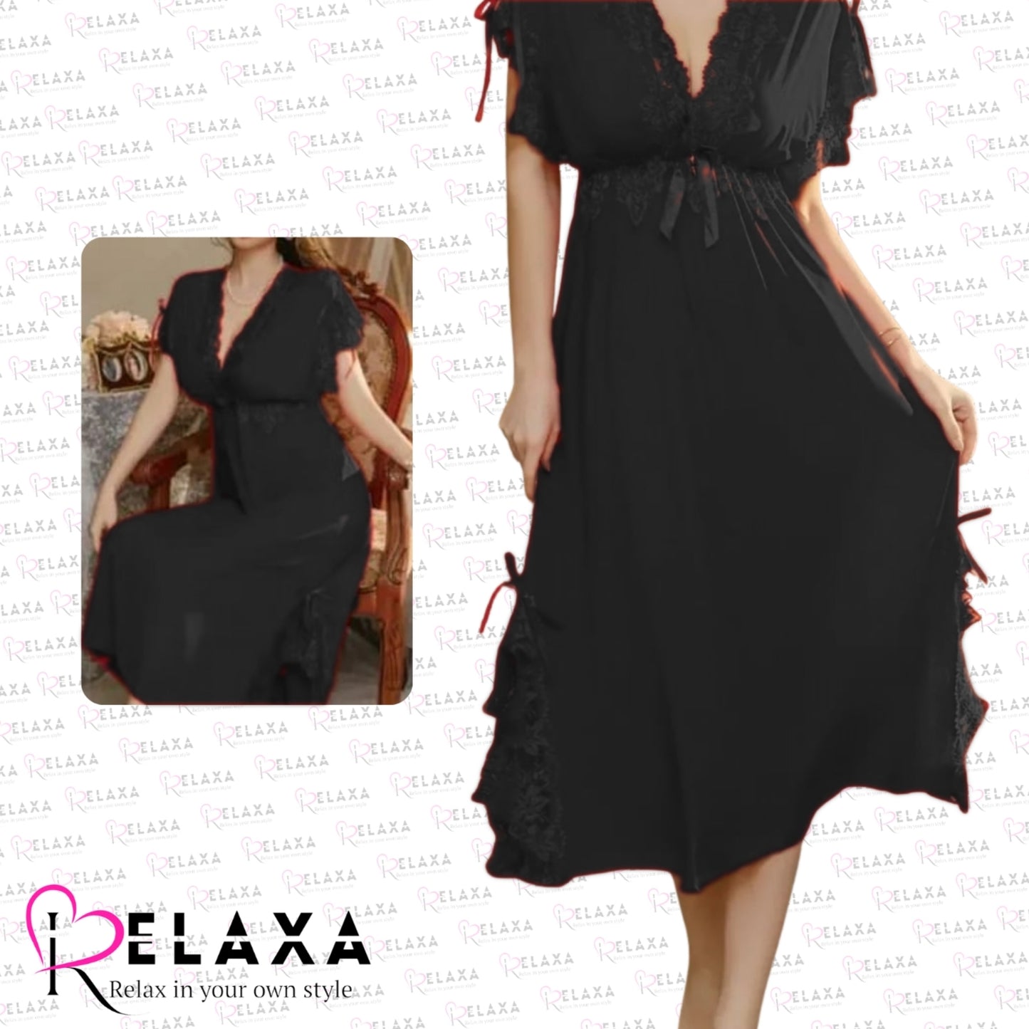 Relaxa Stylish Silk Nighty Gown [ Branded]