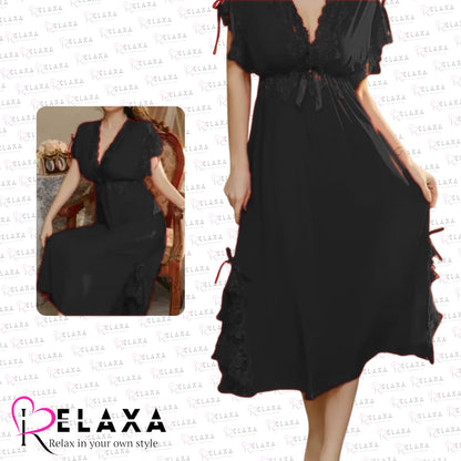 Relaxa Stylish Silk Nighty Gown [ Branded]