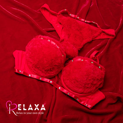 Beaded Wool Single Paded Bra Set